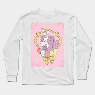 Happy easter purple hair unicorn Long Sleeve T-Shirt